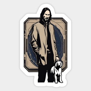 John Wick and His Trusty Dog Vintage Retro Movie Sticker